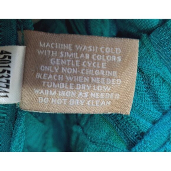 Chico's 3/XL V-Neck Teal Green 3/4 Sleeve Tone-on-Tone Sheer Stripe Top - Picture 6 of 6